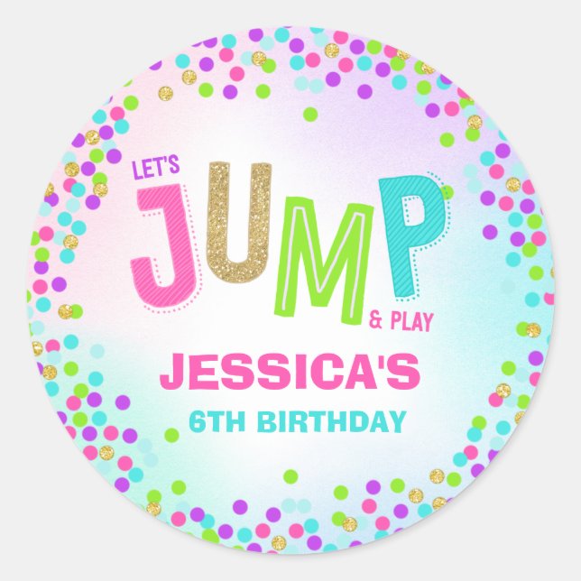 Sticker Rond Jump Trampoline Anniversaire Décor Personnalisé (Devant)