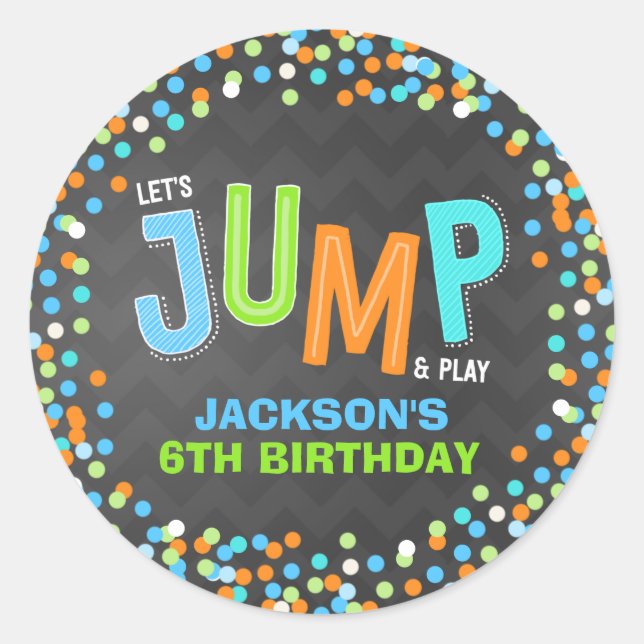 Sticker Rond Jump Trampoline Anniversaire Fête Fournitures Favo (Devant)