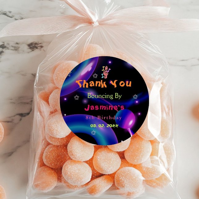 Sticker Rond Jump Trampoline Colorée fille fête d'anniversaire (Créateur téléchargé)