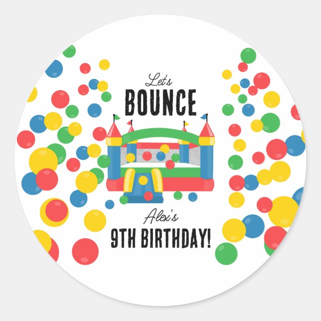 Sticker Rond Jumping Bouncy Castle Kids Bounce Anniversaire (Devant)