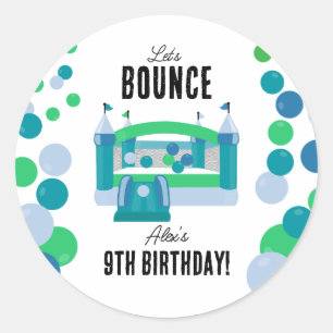 Sticker Rond Jumping Castle Bouncy Boys fête d'anniversaire
