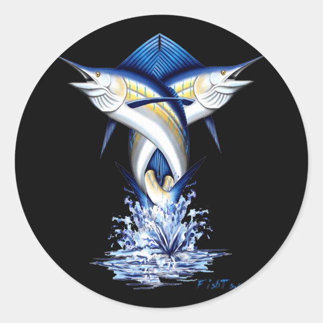 Sticker Rond Jumping de marlins tordus (Devant)