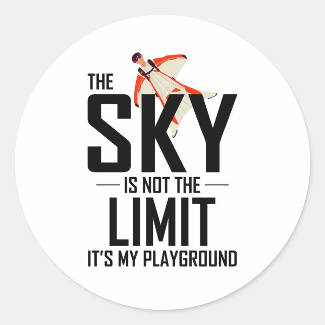 Sticker Rond Jumping en combinaison ailée Base Jumping Skydivin (Devant)