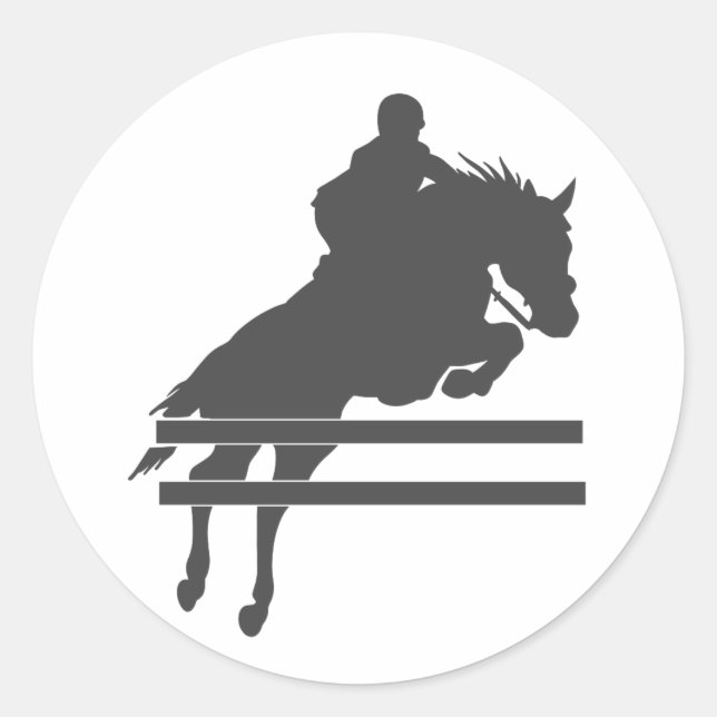 Sticker Rond Jumping horse silhouette - choose background color (Devant)