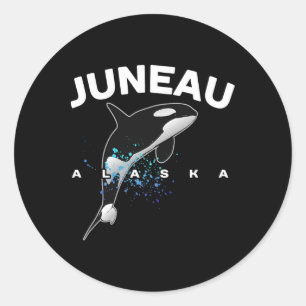 Sticker Rond Juneau Alaska Observation de l'orque Baleine tueus
