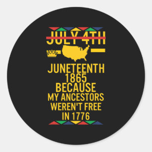 Sticker Rond Junetdix Day Ancestors Gratuit 1776 Juillet 4 Noir