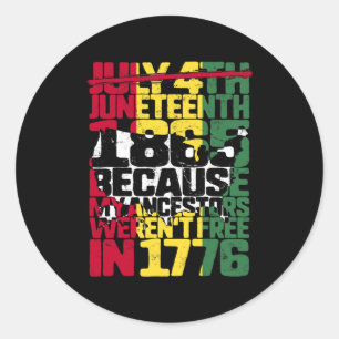 Sticker Rond Junetdix Day Ancestors Gratuit 1776 Juillet 4 Noir