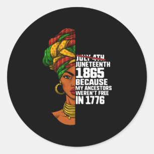 Sticker Rond Junetdix Day Ancestors Gratuit 1776 Juillet 4 Noir