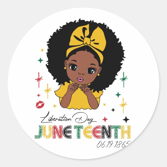 Sticker Rond JunetDix Fille Afro Femme Noire (Devant)