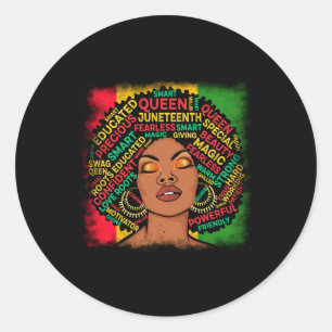 Sticker Rond Junetdix Melanin Black Queen African American La