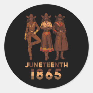 Sticker Rond Juneteenth 1865 Cow-girls Noir Africain 19 juin W