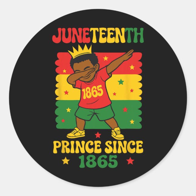 Sticker Rond Juneteenth 1865 Groovy Toddler Boy Dabbing Prince  (Devant)