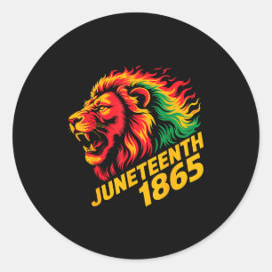Sticker Rond Juneteenth 1865 lion rasta