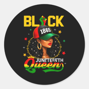 Sticker Rond Juneteenth 1865 reine noire fille afro femmes