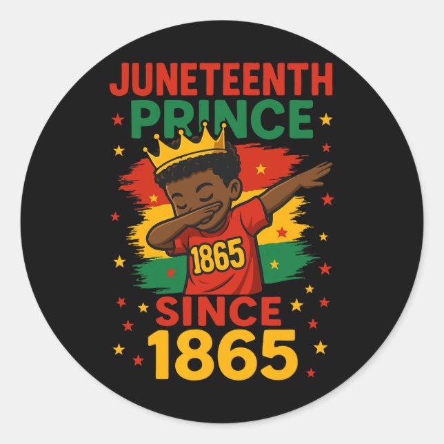 Sticker Rond Juneteenth 1865 Tout-petits Garçon Dabbing Prince  (Devant)