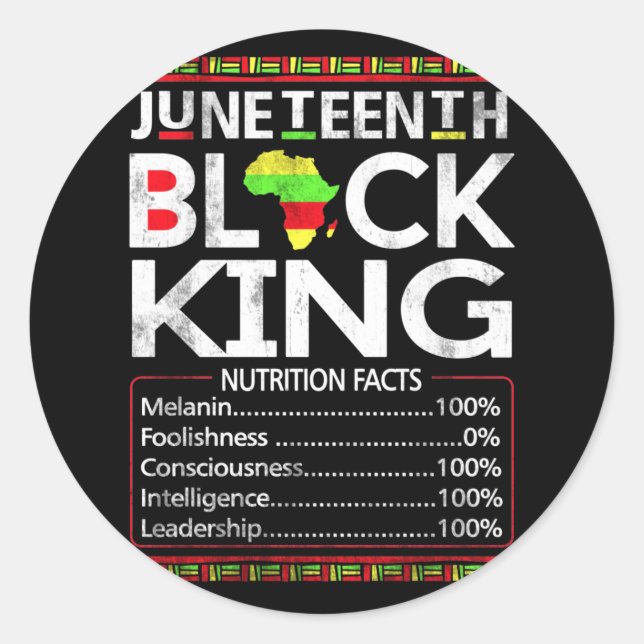Sticker Rond Juneteenth Black King Melanin Dad Fathers Day (Devant)