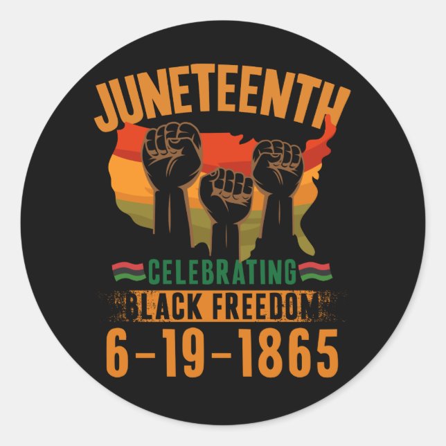 Sticker Rond Juneteenth célébrant la liberté noire 186 Africain (Devant)
