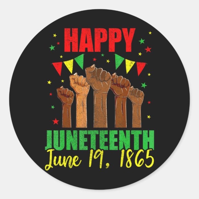 Sticker Rond Juneteenth enfants femmes hommes joyeux juneteenth (Devant)