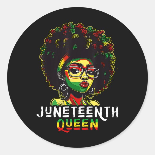 Sticker Rond Junetten Black Melanin Queen Natural Afro Hair W (Devant)