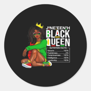 Sticker Rond Junetten Black Queen Faits nutritionnels 4th Of Ju