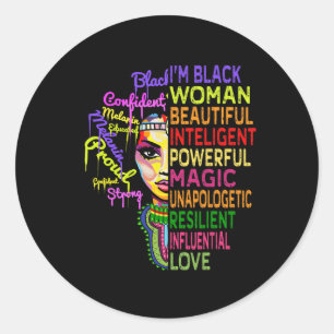 Sticker Rond Junetten Chemises Femmes Histoire Mois Black Girl