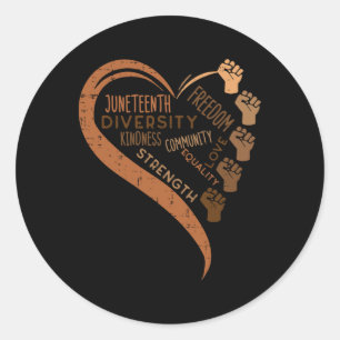 Sticker Rond Junetten Heart Poings Black History Melanin Men W