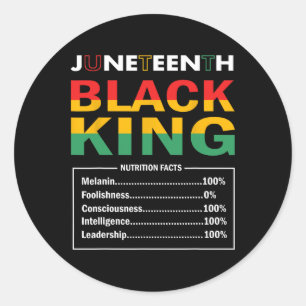 Sticker Rond Junetten Roi Noir Faits nutritionnels Black Hist