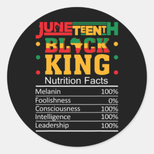 Sticker Rond Junetten Roi Noir Faits nutritionnels Hommes Garço