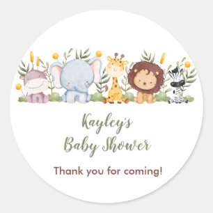 Sticker Rond Jungle Animaux Baby shower Favoriser les autocolla