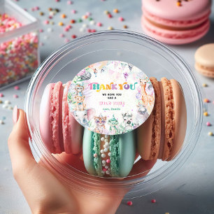 Sticker Rond Jungle Animaux sauvages Fille Merci