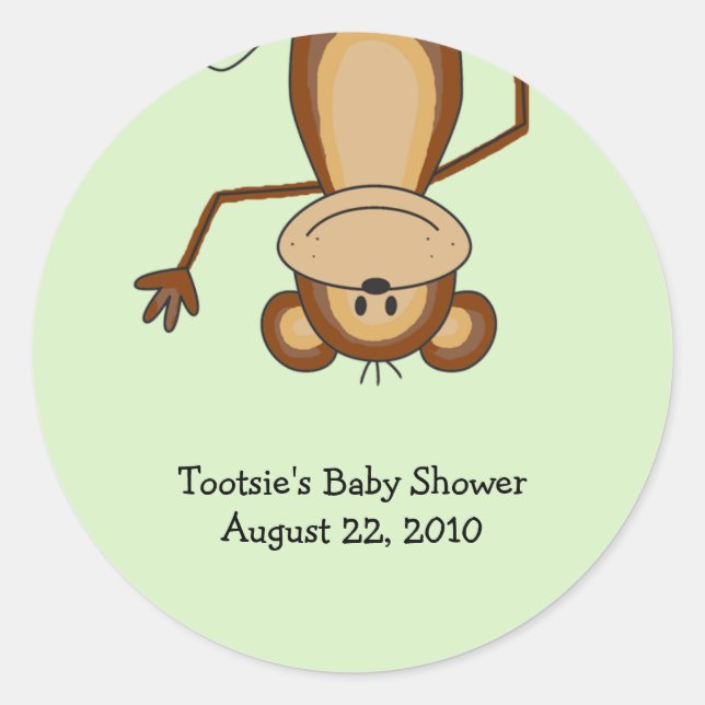 Sticker Rond Jungle Monkey Baby shower / Anniversaire (Devant)