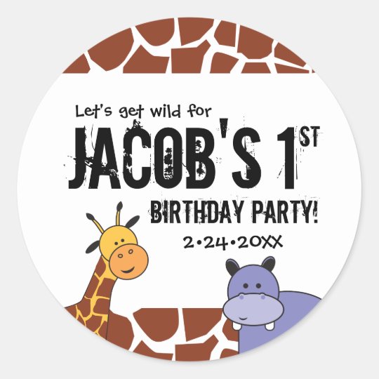 Sticker Rond Jungle Safari 1er Anniversaire Personnalise Zazzle Fr