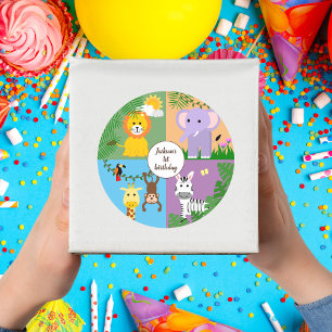 Sticker Rond Jungle Safari animal sauvage Anniversaire de enfan