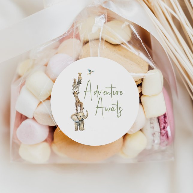 Sticker Rond Jungle Safari Animaux Aventure Attend Faveur (Créateur téléchargé)