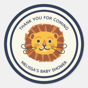 Sticker Rond Jungle Safari Lion Boy Baby shower Merci