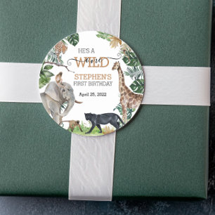 Sticker Rond Jungle Safari Wild Un Anniversaire Black Panther