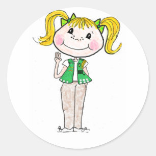 Sticker Rond Junior de fille scout gardant la promesse