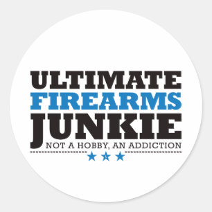 Sticker Rond Junkie d'armes à feu Ultimate - Bleu
