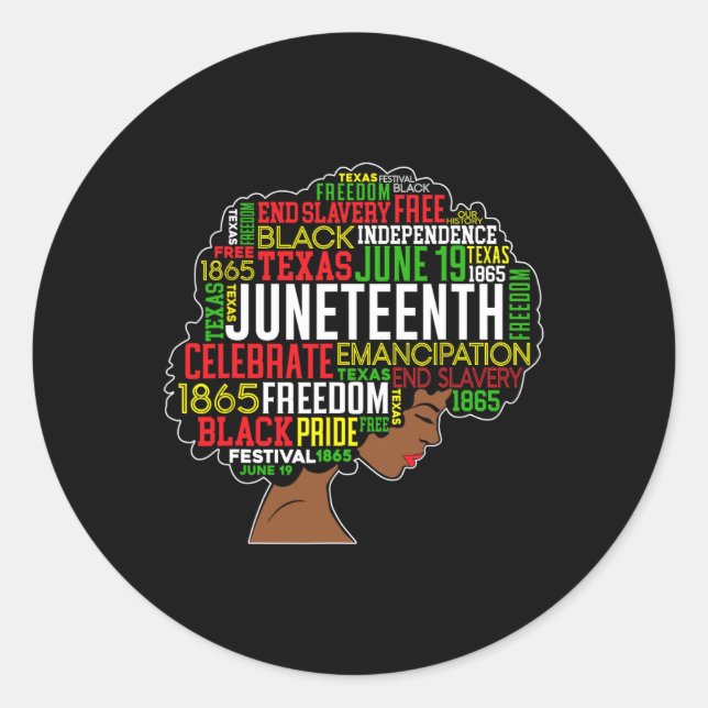 Sticker Rond Junten Word Cloud Black Freedom Black History (Devant)
