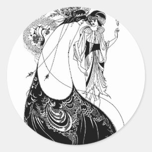 Sticker Rond Jupe Peacock Beardsley Art Nouveau