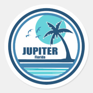 Sticker Rond Jupiter Florida Palm Tree Birds