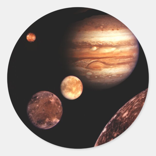 Sticker Rond Jupiter Galilean Moons Space & Astronomy Cadeaux (Devant)