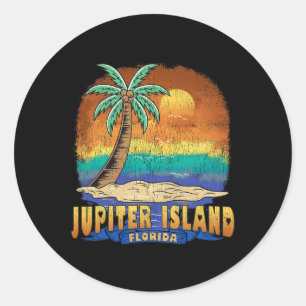 Sticker Rond Jupiter Island Floride Souvenir Vintage dénudé
