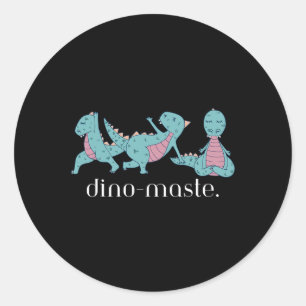 Sticker Rond Juric Yoga Dinosaure Dino-maître Vibes Zen Drôle