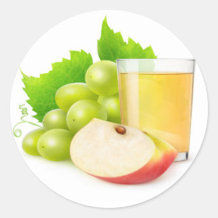 Sticker Rond Jus de raisins et de pommes
