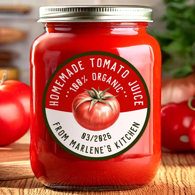 Sticker Rond Jus de tomate fait maison avec deux couleurs (Créateur téléchargé)