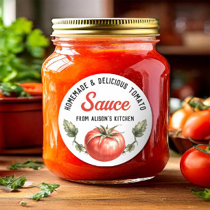 Sticker Rond Jus de tomate personnalisé style vintage pour mise