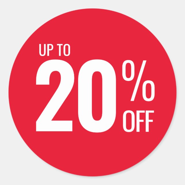 Sticker Rond Jusqu'à 20 % de réduction (20 %) sur la vente au d (Devant)