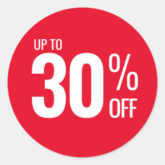 Sticker Rond Jusqu'à 30 % de réduction (Trente) sur la vente au