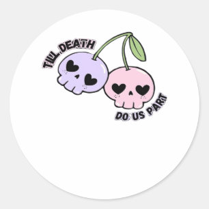Sticker Rond Jusqu'à ce que la mort nous sépare - Crâne goth mi